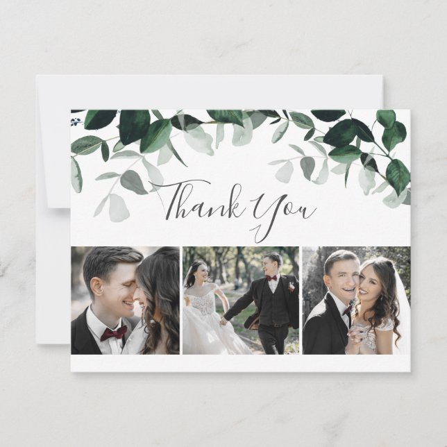 Carte De Remerciements Emerald Greenery 3 Photo Plat (Devant)