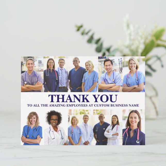 Carte De Remerciements Employee Appreciation Personalized 8 Photo Collage (Debout devant)