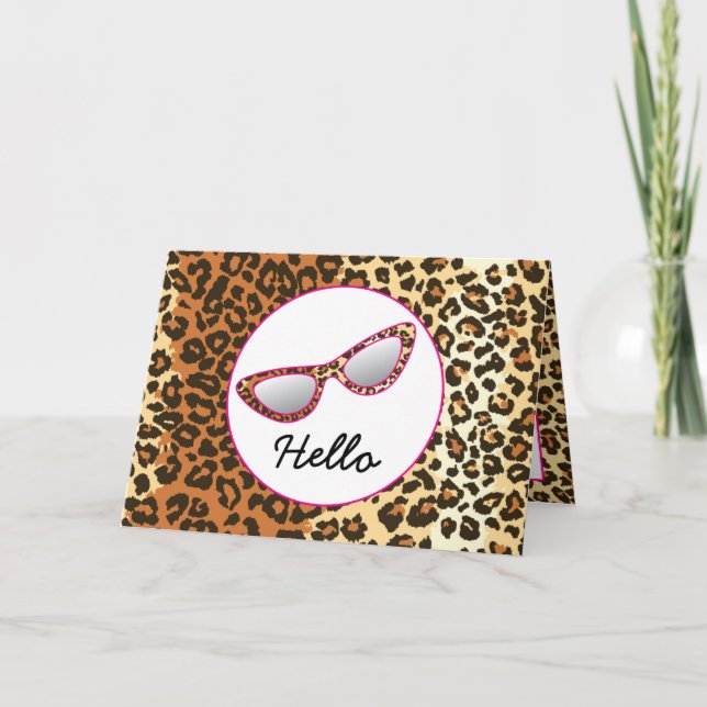 Carte De Remerciements Empreinte de léopard de lunettes oculaires Cat ave (Devant)