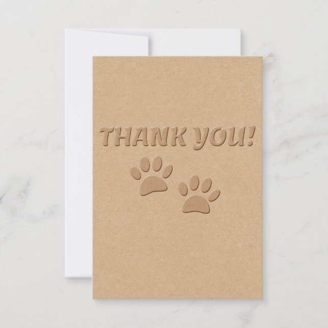 Carte De Remerciements Empreinte de patte De Chien Et Texte (Devant)