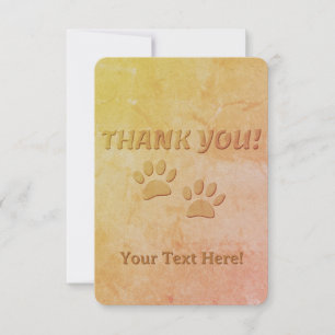 Carte De Remerciements Empreinte de patte De Chien Et Texte Personnalisé
