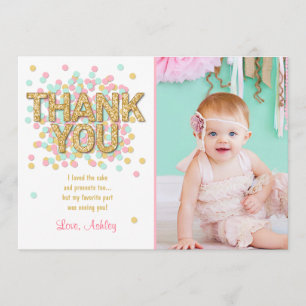 Carte de remerciements en bon état rose