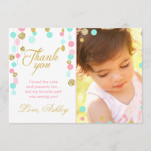 Carte de remerciements en bon état rose
