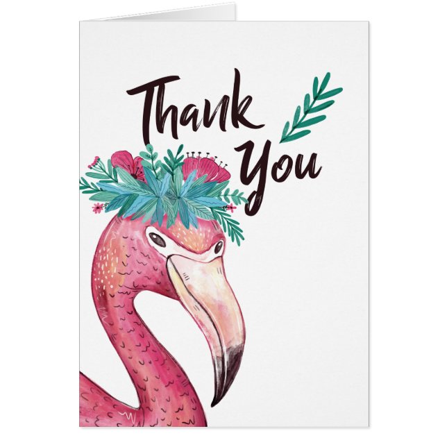 Carte de remerciements en Flamant rose rose (Devant)