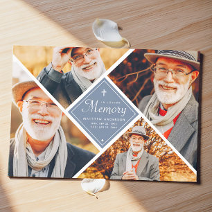 Carte De Remerciements En Mémoire Amour Croix Moderne Multi Photo