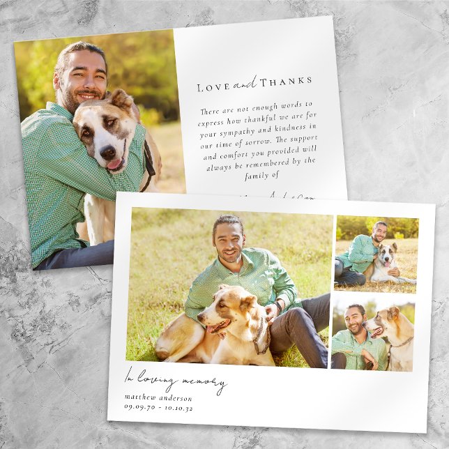 Carte De Remerciements En mémoire d'amour Multiples photos Bereavement (Créateur téléchargé)