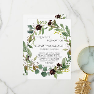 Carte de remerciements en mémoire de sympathie.