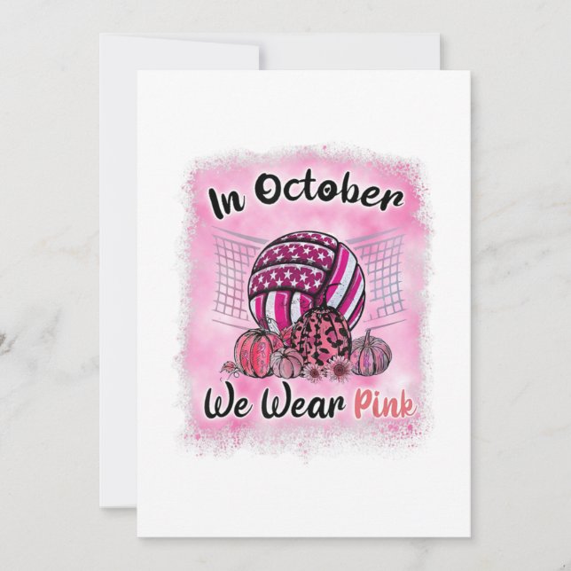 Carte De Remerciements En Octobre Nous Portons Le Volleyball Rose Cancer  (Devant)