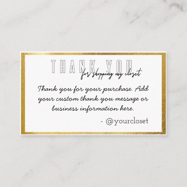 carte de remerciements en or de Poshmark (Devant)