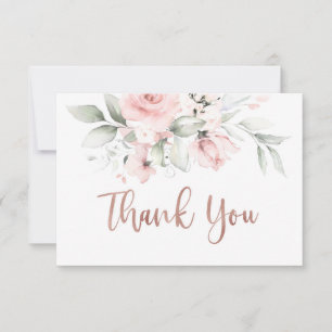 carte de remerciements en or Rose, rose roux