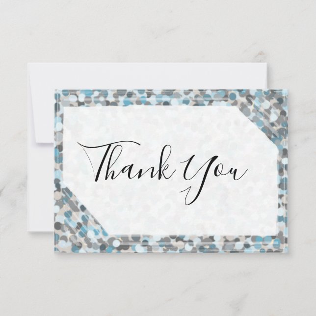 Carte de remerciements en pierre Abstraite bleu et (Devant)