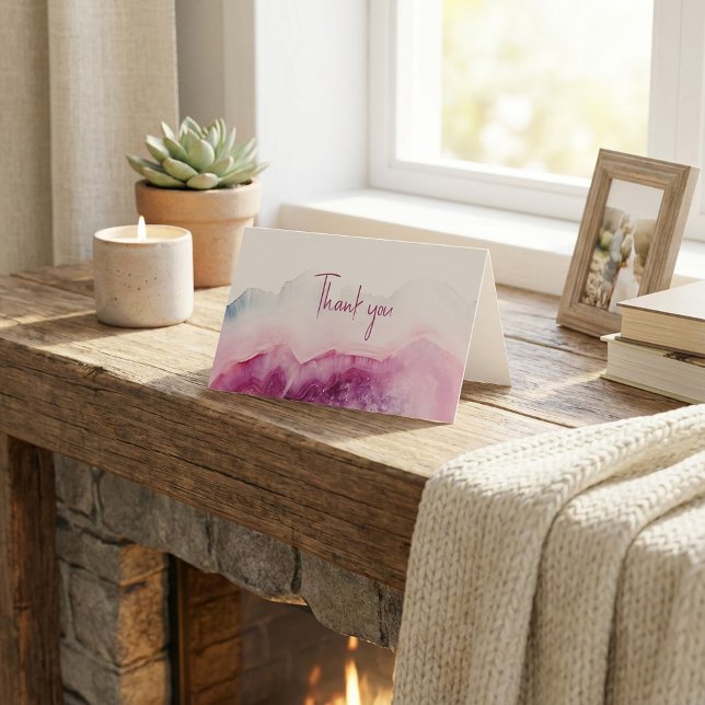 Carte de remerciements en pierre de luxe (Pink luxury stone effect thank you card.)