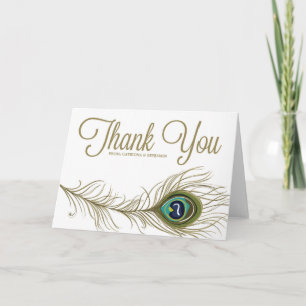 Carte de remerciements en plume de paon en Whimsic