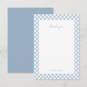 Carte De Remerciements En vichy bleu mignon baby shower personnalisé