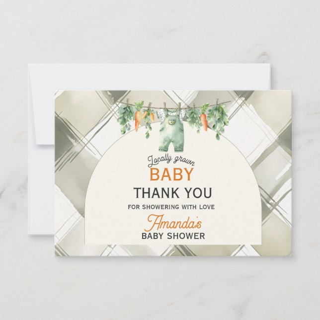 Carte De Remerciements en vichy Ligne De Vêtements Baby shower Cultivé Lo (Devant)
