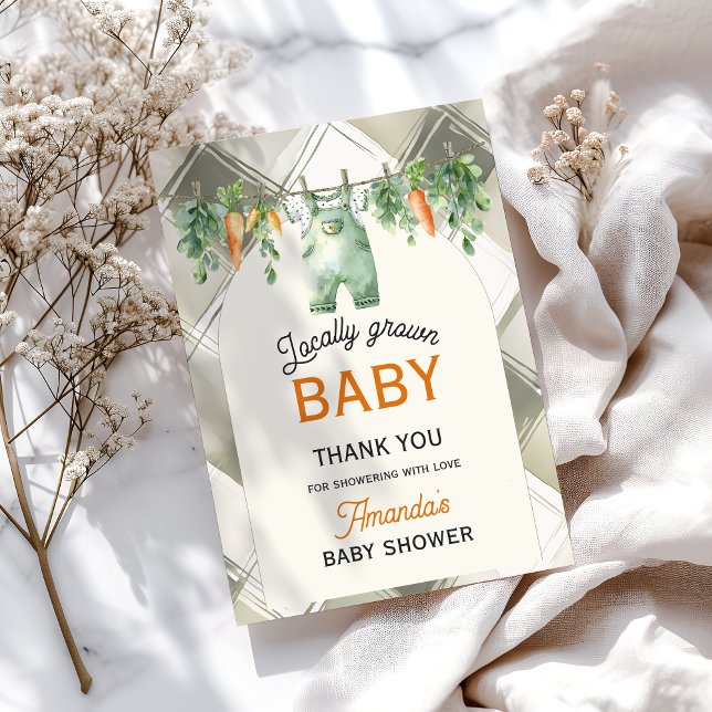 Carte De Remerciements en vichy Ligne De Vêtements Baby shower Cultivé Lo (Créateur téléchargé)