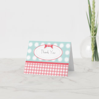 Carte De Remerciements En vichy moderne : Rose & Aqua