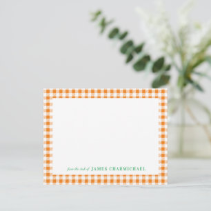Carte De Remerciements En vichy orange avec vert du bureau de