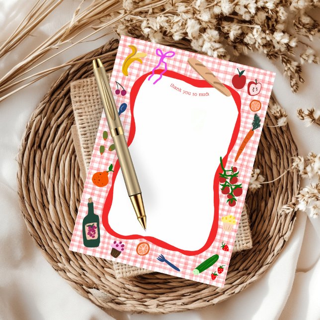 Carte De Remerciements en vichy Pique-nique Moderne Cute Fête des mariées (Gingham Picnic Modern Cute CUSTOM Bridal Shower Thank You Card
)