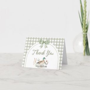 Carte De Remerciements en vichy Sage Green Mallard Duck Baby shower