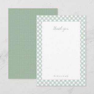 Carte De Remerciements En vichy vert mignon baby shower personnalisé