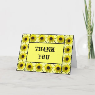 Carte de remerciements encadrée de tournesol