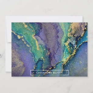 Carte De Remerciements Encre d'alcool d'or multicolore Liquide Art Abstra