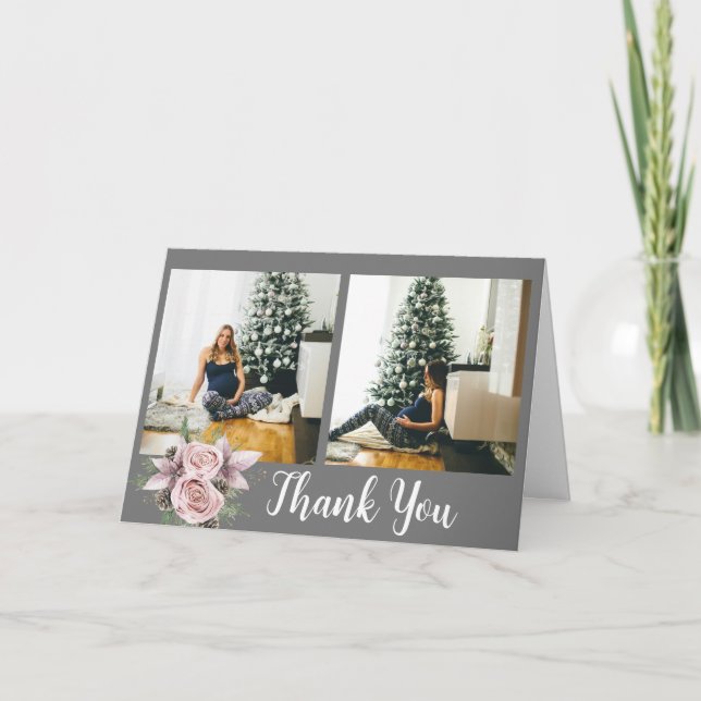 Carte De Remerciements Enfant d'hiver en fleur 2 baby shower photo (Devant)