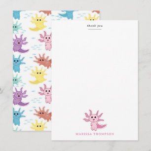 Carte De Remerciements Enfants Axolotl Mignons Salamandre Fille