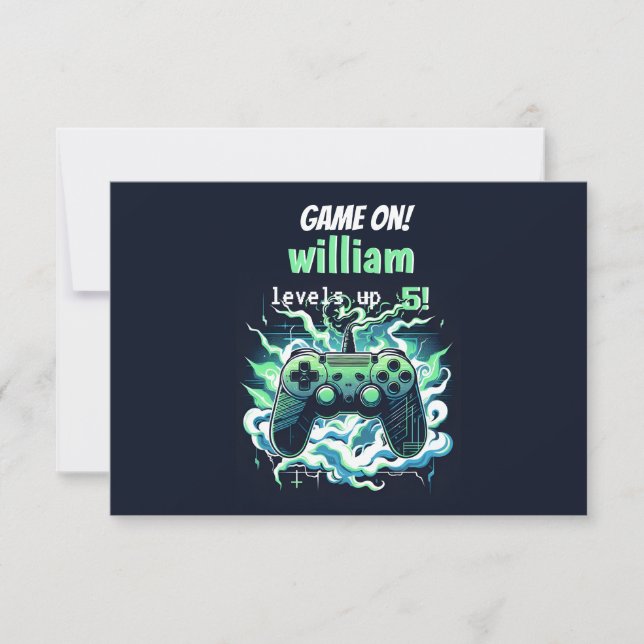 Carte De Remerciements Enfants cool niveau de jeu jusqu'à 5e anniversaire (Devant)