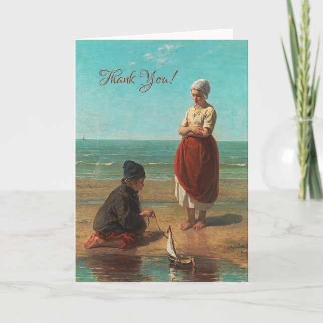 Carte De Remerciements Enfants de la mer, Jozef Israels (Devant)