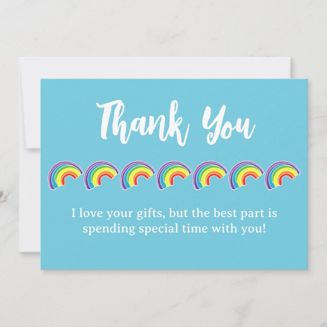 Carte De Remerciements Enfants Rainbow fête d'anniversaire (Devant)