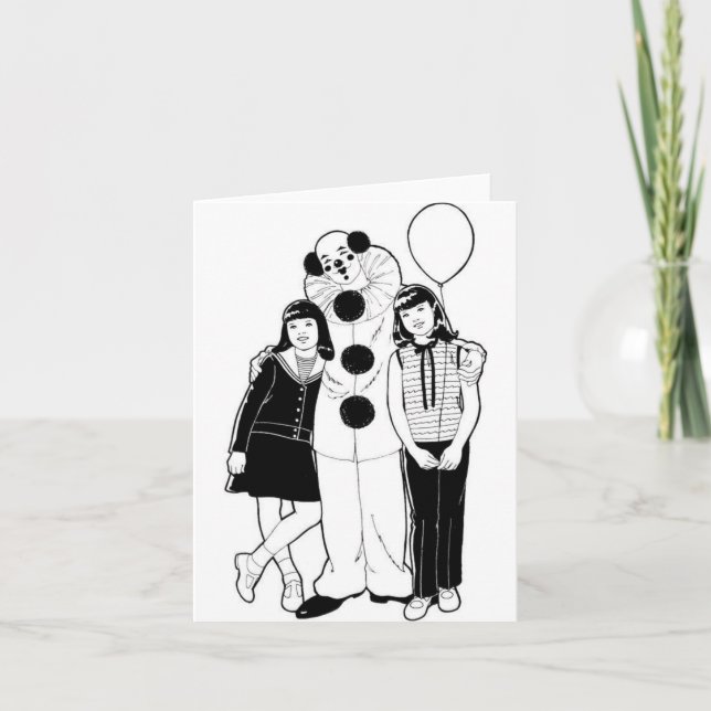 Carte De Remerciements Enfants Rétro avec Clown  (Devant)