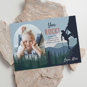 Carte De Remerciements Enfants Rock Escalade photo d'anniversaire