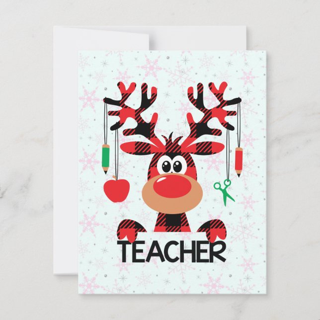 Carte De Remerciements Enseignant de Noël Buffalo Plaid (Devant)