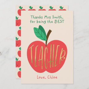 Carte De Remerciements Enseignant Merci, Meilleur Enseignant, Mignonne Po