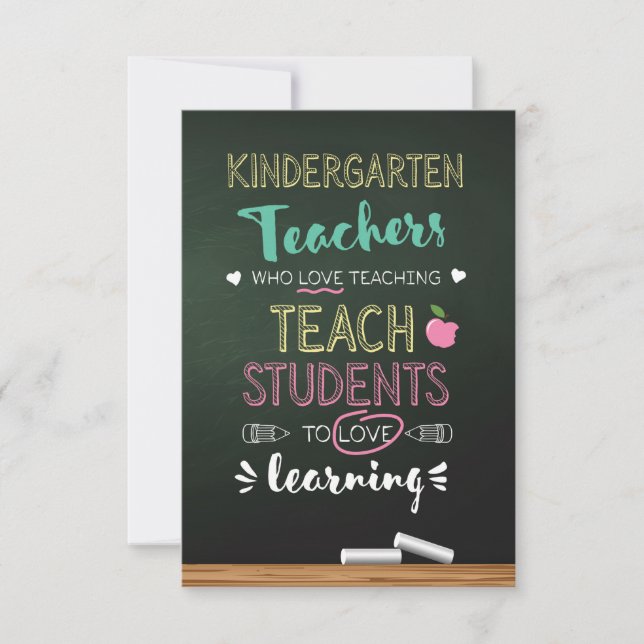 Carte De Remerciements Enseignants De La Maternelle Qui Aiment Enseigner (Devant)