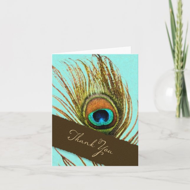 Carte De Remerciements Ensemble de remerciement avec plume de paon 1107 (Devant)
