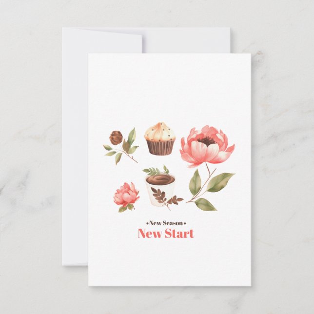 Carte De Remerciements Ensemble d'illustrations d'aquarelle avec fleurs l (Devant)