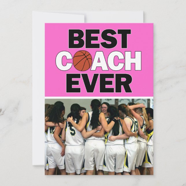 Carte De Remerciements Entraîneur de basket-ball rose, le meilleur jamais (Devant)