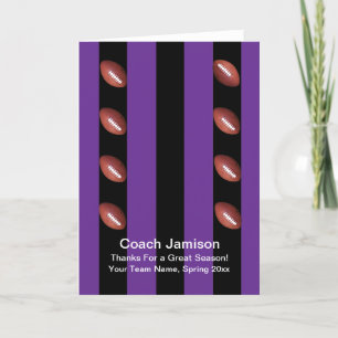 Carte De Remerciements Entraîneur De Football, Violet/Noir Noir À L'Intér