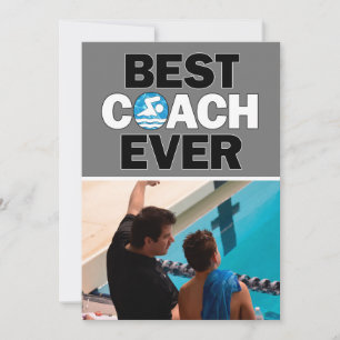 Carte De Remerciements Entraîneur de natation meilleure jamais photo pers