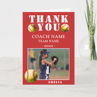 Carte De Remerciements Entraîneur de photo de sport de softball
