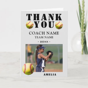 Carte De Remerciements Entraîneur de photo de sport de softball 