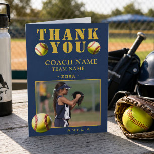 Carte De Remerciements Entraîneur de photo de sport de softball 
