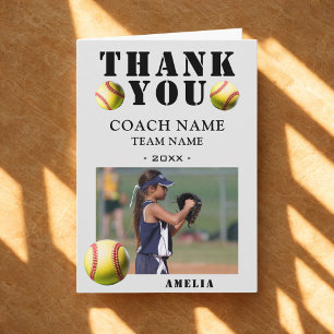 Carte De Remerciements Entraîneur de photo de sport de softball 