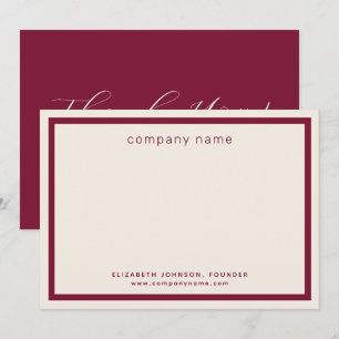 Carte De Remerciements Entreprise Affaires Moderne Bourgogne Crème