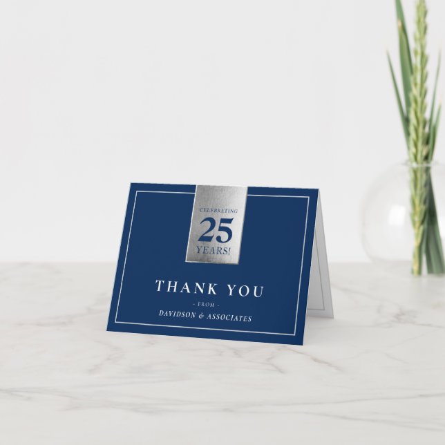 Carte De Remerciements ENTREPRISE ANNIVERSAIRE affaires blanc marine arge (Devant)