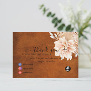 Carte De Remerciements Entreprise de Fleurs en Terracotta et Herbe de la 
