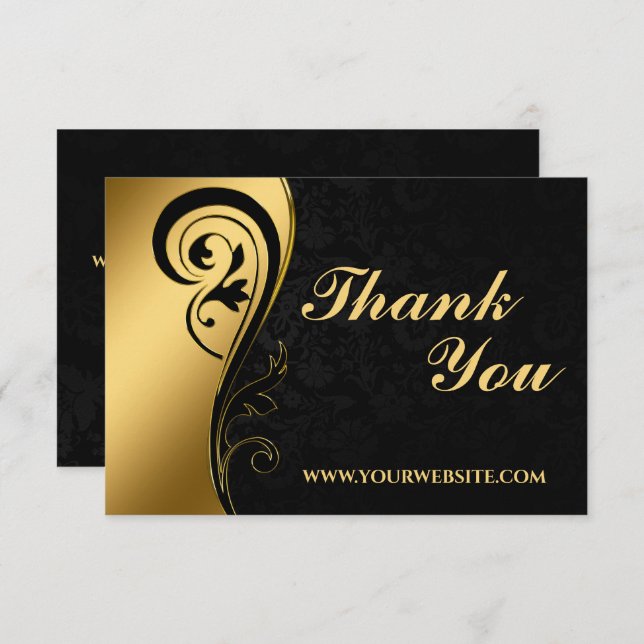 Carte De Remerciements Entreprise moderne Noir et Or  (Devant / Derrière)